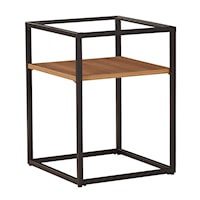 Black Metal Accent Table with Glass Top