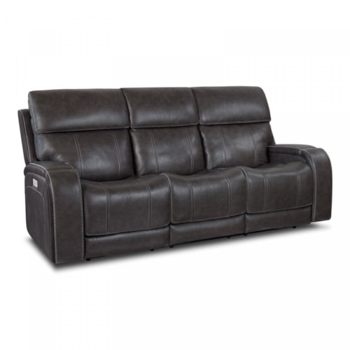 Transitional Power Layflat Sofa with Power Headrest and Lumbar