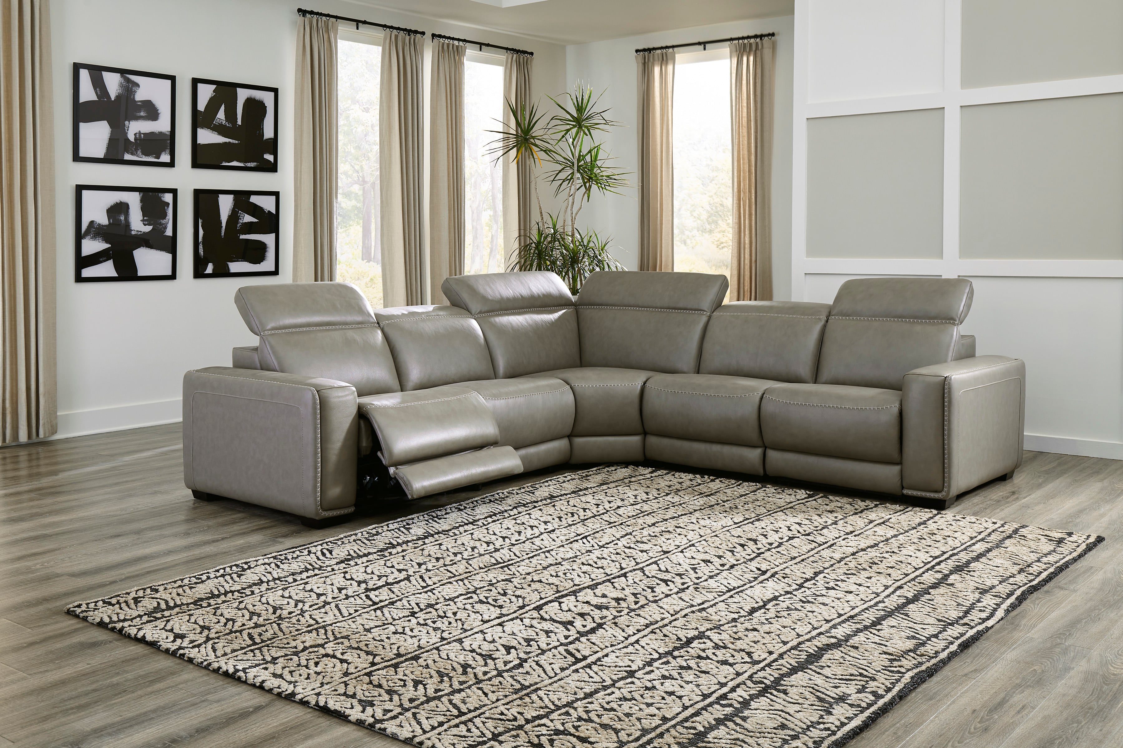 Correze U94202S9 Power Reclining Sectional Household Furniture Reclining Sectional Sofa