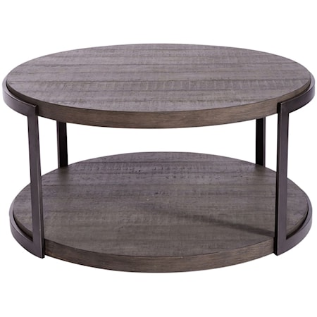 Contemporary Round Cocktail Table with Open Shelf