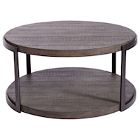 Contemporary Round Cocktail Table with Open Shelf