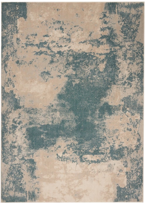 5'3" x 7'3" Ivory/Teal Rectangle Rug