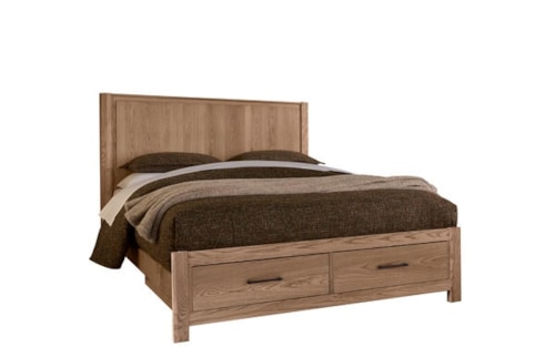 Transitional King Poster Bed with Footboard Storage