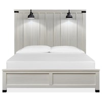 Industrial Farmhouse Queen Panel Bed with Built-In Lighting