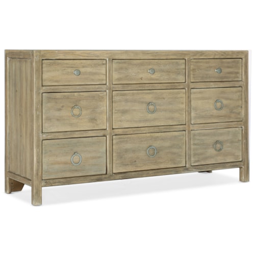 Coastal 9-Drawer Dresser with Felt-Lined Jewelry Tray