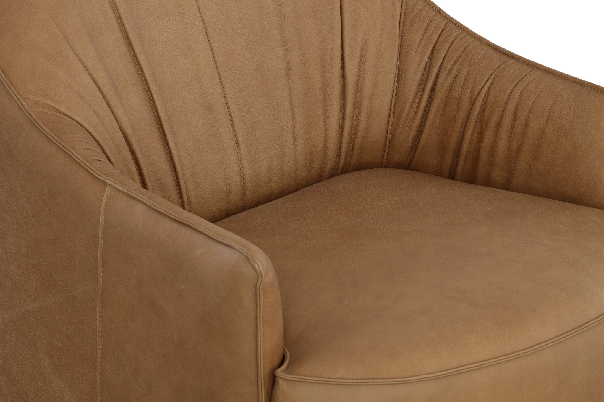Leather Swivel Chair w/Pleated Upholstery