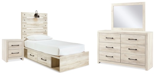 Twin Storage Bed, Dresser, Mirror And Nightstand