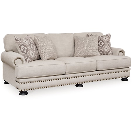 Transitional Sofa with Rolled Armrests & Nail-Head Trim