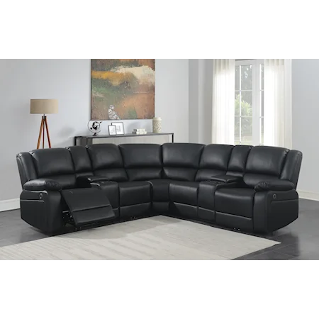 Contemporary 3-Piece Power Reclining Sectional Sofa with Consoles