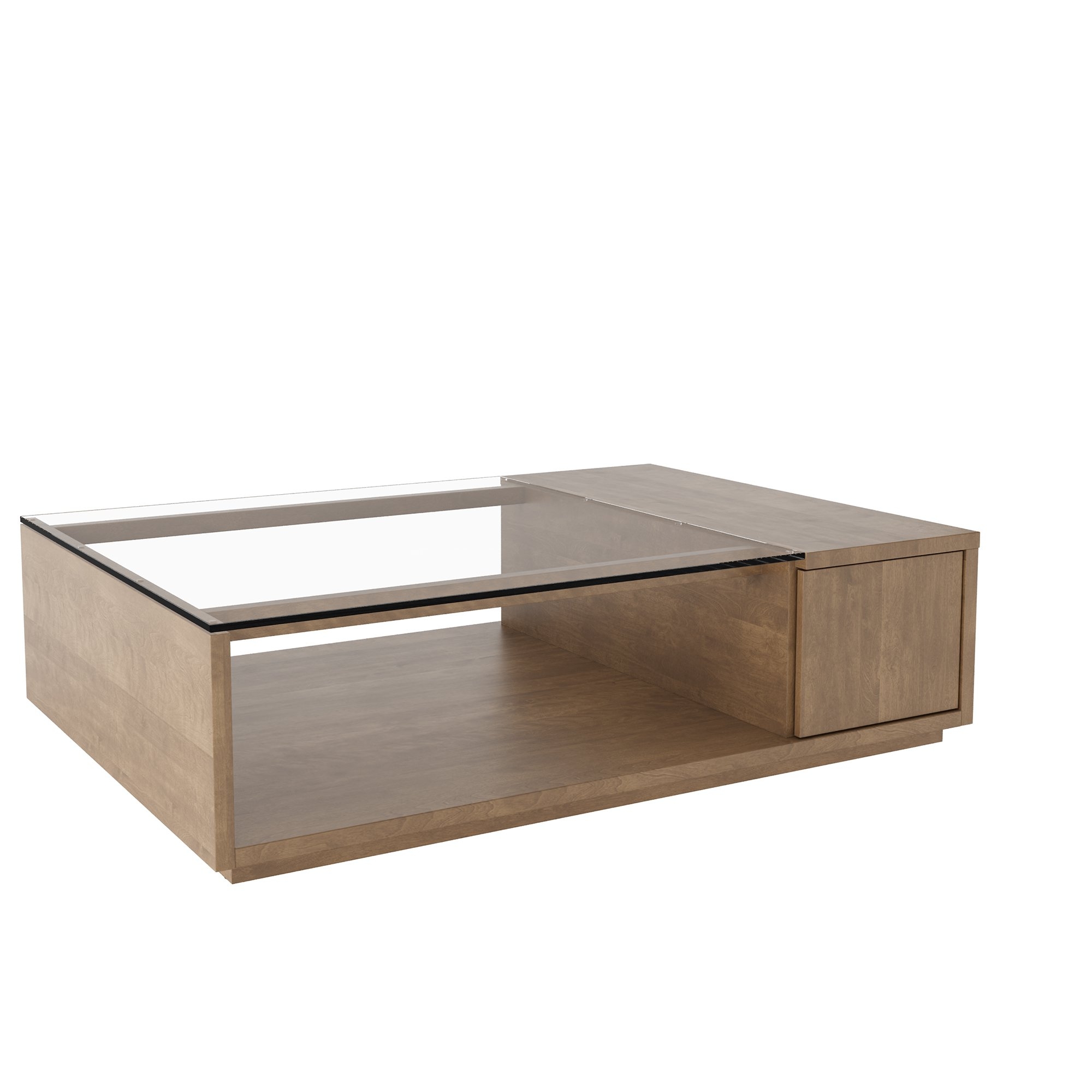 Glass-Top Coffee Table w/Storage