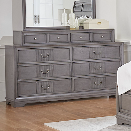 Traditional 8-Drawer Dresser in Grey Finish
