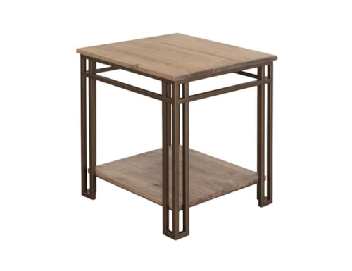 Industrial End Table with Bottom Shelf