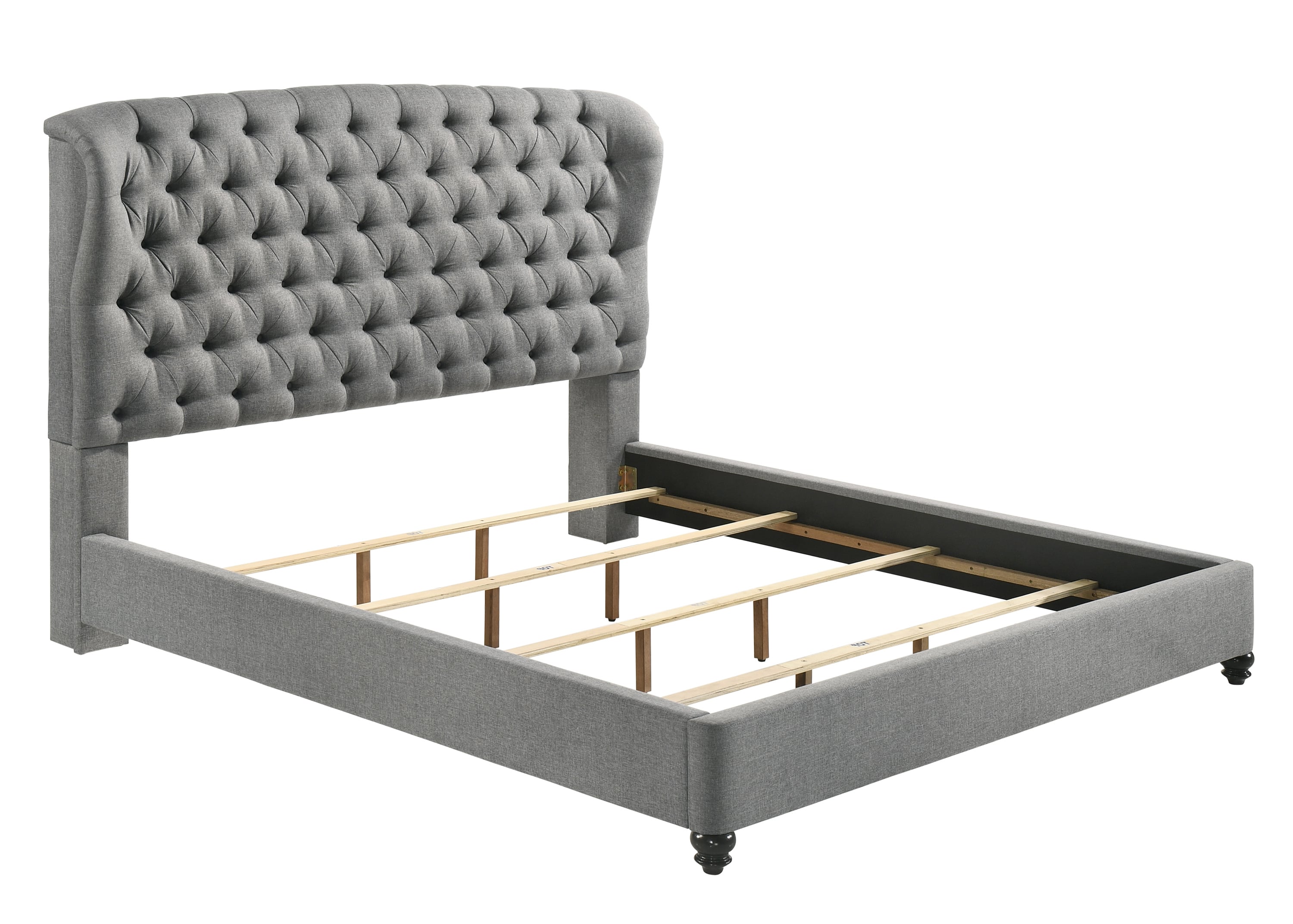 Crown Mark Linda Upholstered King Platform Bed with Tufting