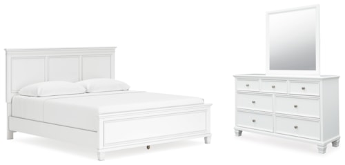 3pc King Panel Bed, Dresser & Mirror 