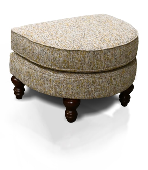 Traditional Upholstered Semilune Chair Ottoman with Turned Legs