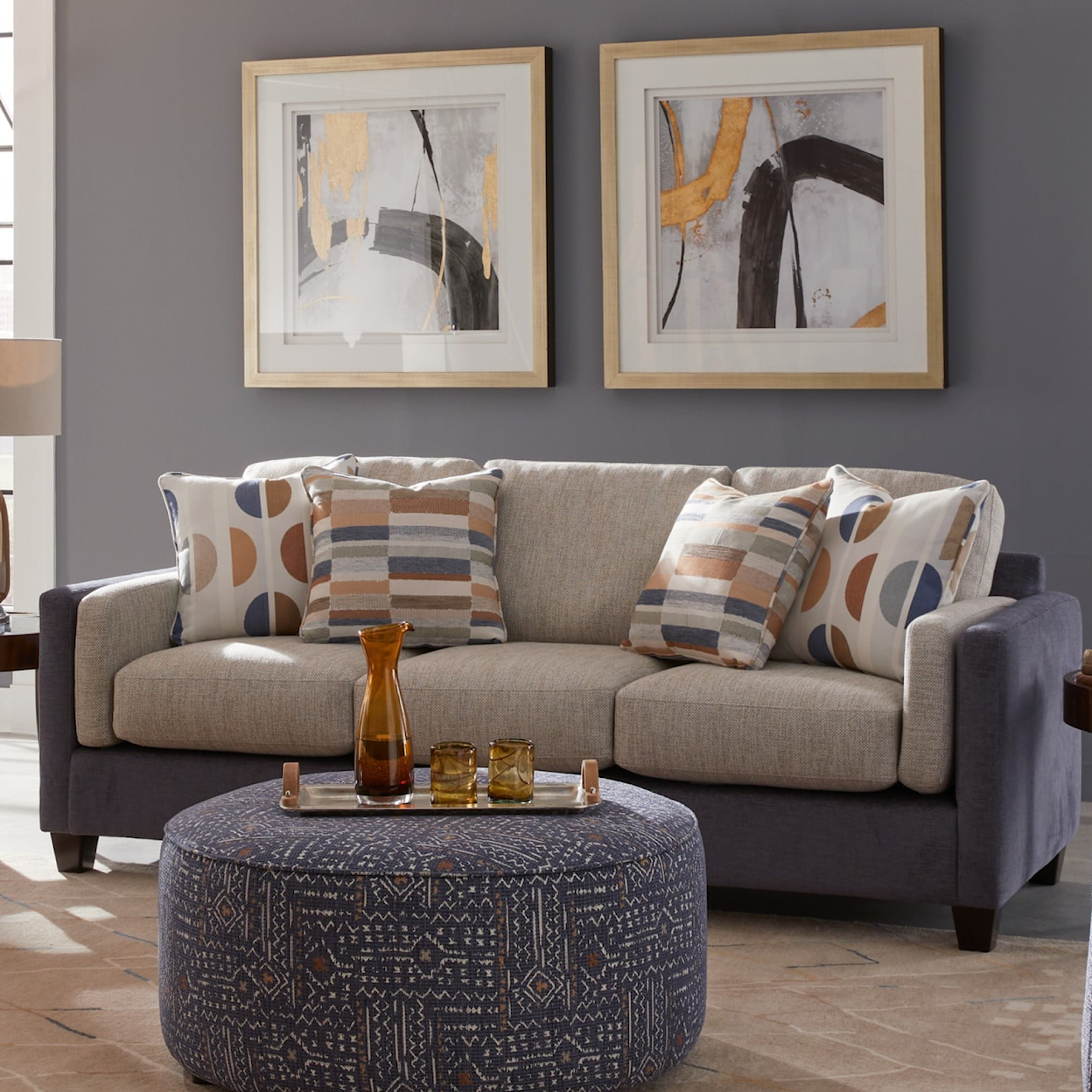 Fusion Furniture 5005 HERZL DENIM LOXLEY COCONUT Sofa