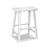 Farmhouse Saddle Seat Stool in Pure White