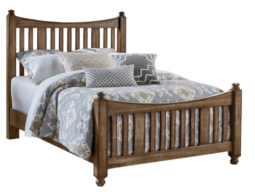 Rustic Farmhouse California King Slat Bed with Arched Headboard and Footboard