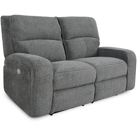 Contemporary Dual Power Reclining Loveseat with Power Headrests and USB Charging Ports
