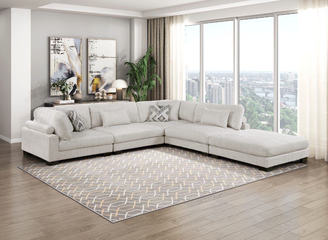 Homelegance Tinley 5-Piece Sectional Sofa with Ottoman