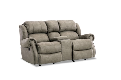 Casual Manual Rocker Recliner Loveseat with Console