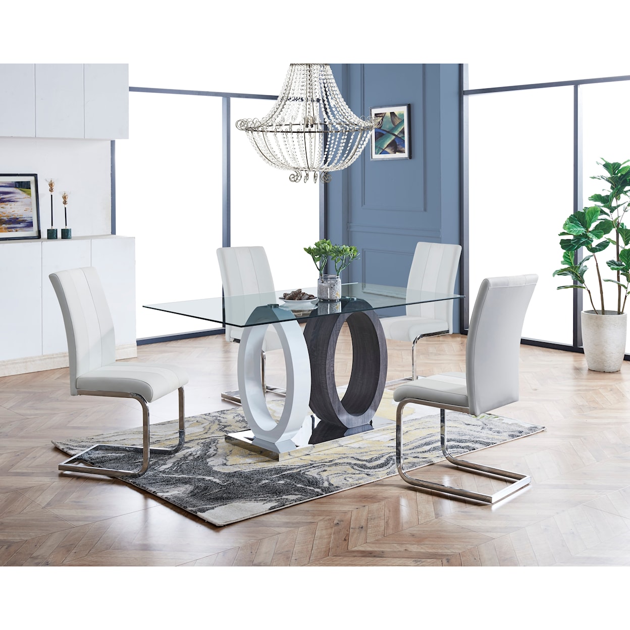 Global Furniture D1628DT Dining Table Set with 4 Dining Chairs