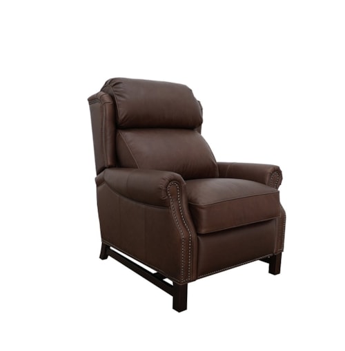 Traditional High Leg Push Back Recliner with Nail Head Trim