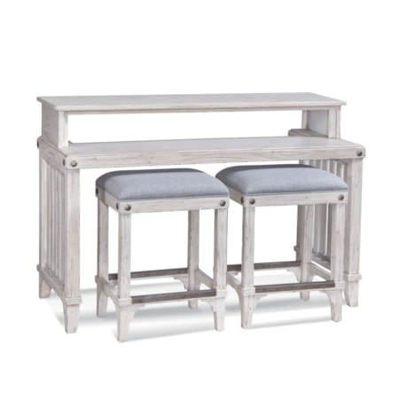 Artisan Landing Sofa Table / Bar with Stools