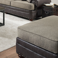 Transitional Upholstered Ottoman with Nailhead Trim