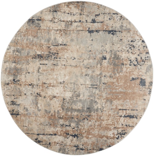 7'10"  Beige/Grey Round Rug