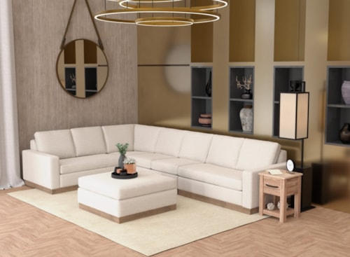 Contemporary 5-Piece Sectional Sofa with Throw Pillows