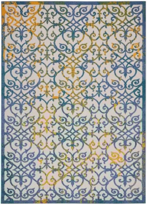7' x 10' Ivory Blue Rectangle Rug