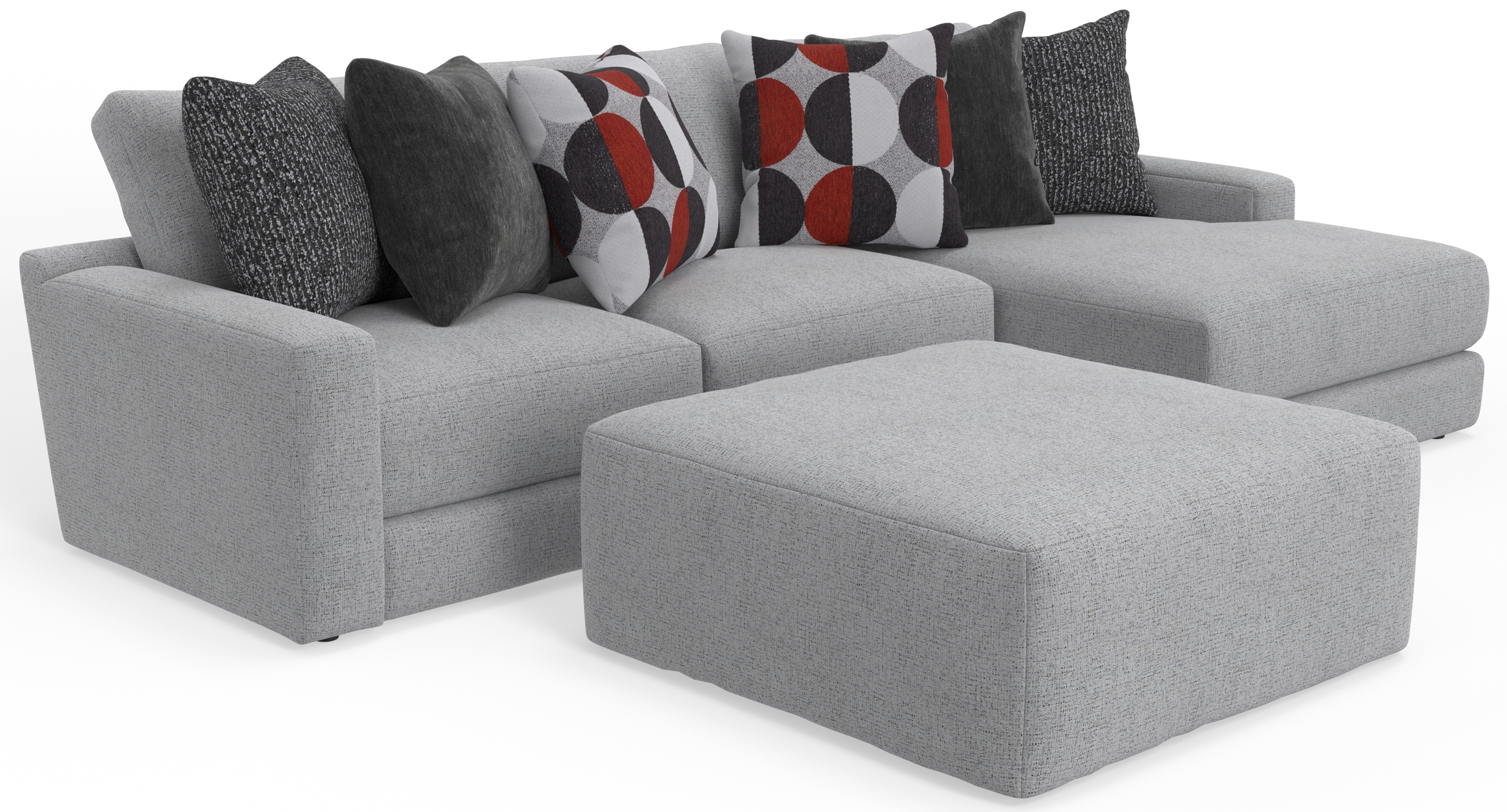 3-Piece Sectional Sofa with Cocktail Ottoman