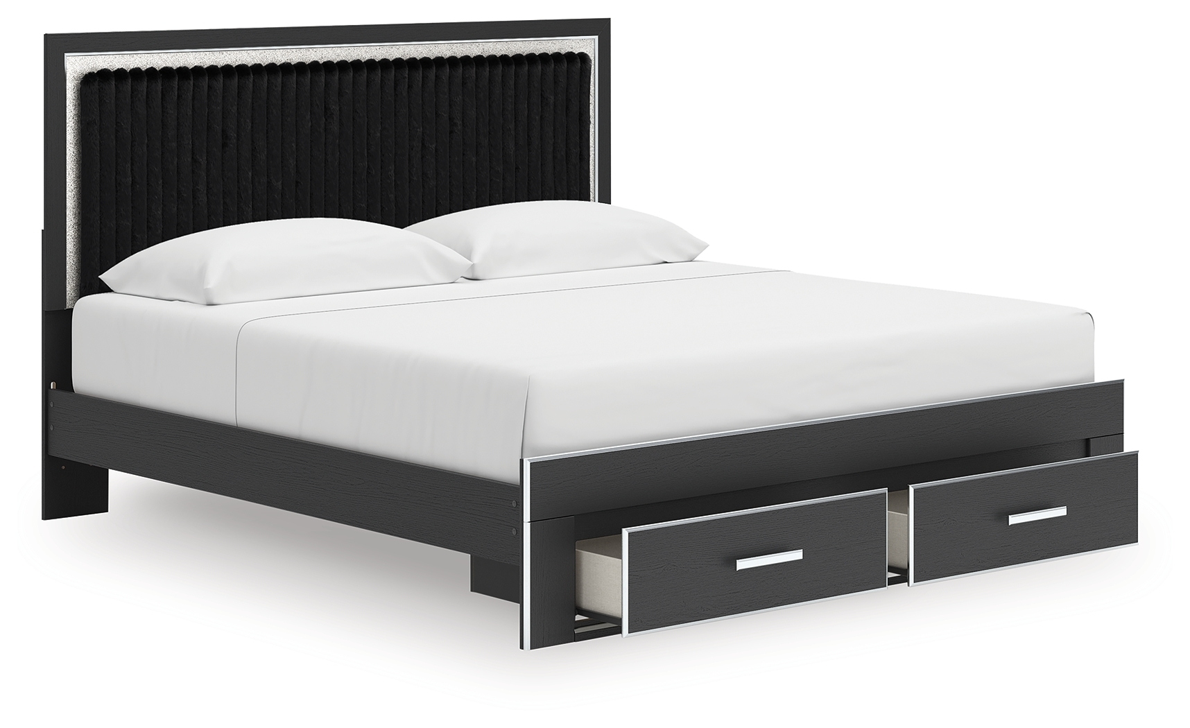 King Upholstered Panel Storage Bed