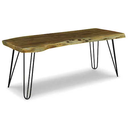 Live Edge Solid Wood Accent Bench with Hairpin Legs