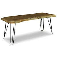 Live Edge Solid Wood Accent Bench with Hairpin Legs