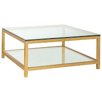 Per Se Square Cocktail with Glass Top and One Shelf