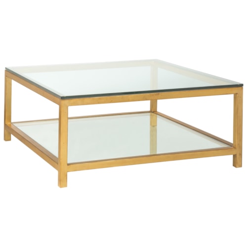 Per Se Square Cocktail with Glass Top and One Shelf