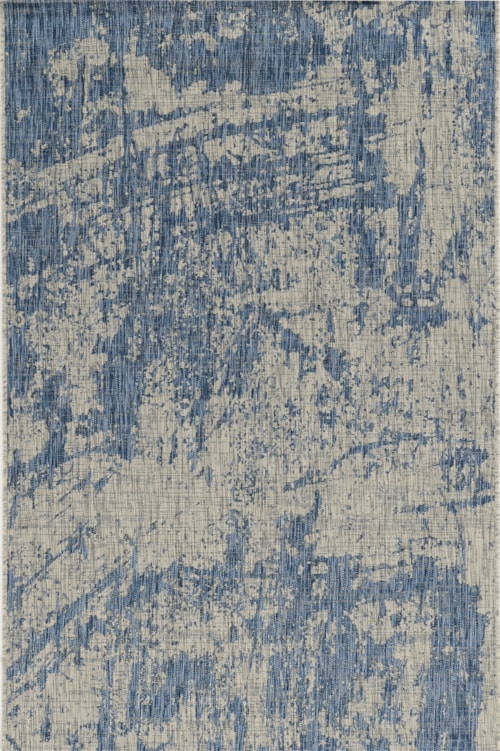 7'10" Round Grey/Denim Strokes Rug