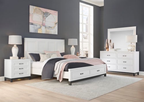 Transitional 4-Piece Queen Panel Storage Bedroom Set