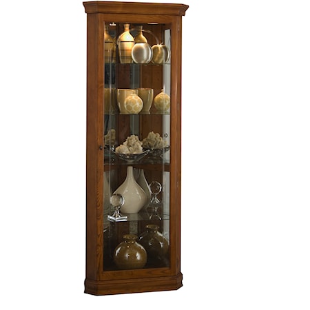 Transitional Corner Curio with Adjustable Shelves