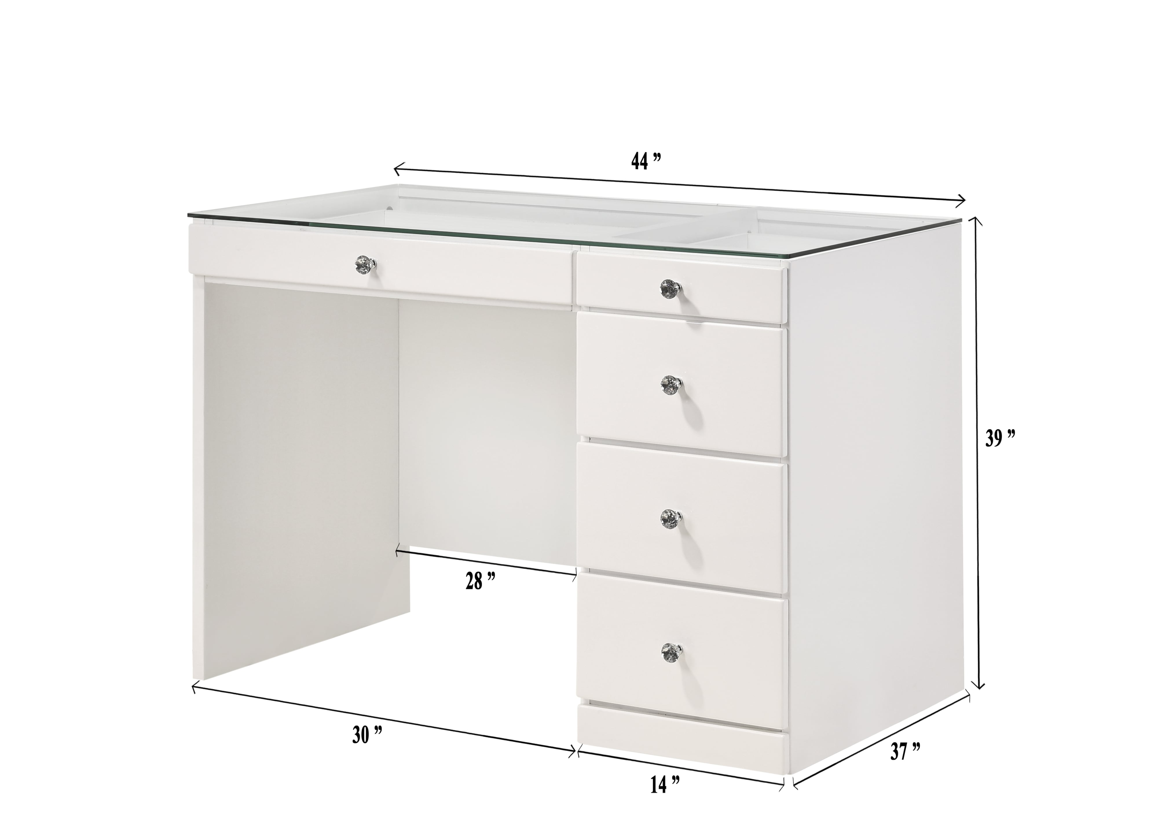 Vanity Desk and Stool Set - White