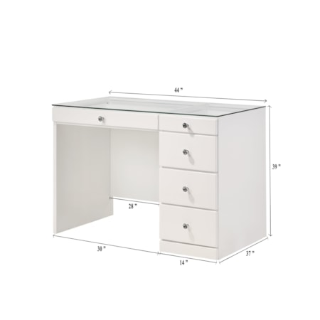 Vanity Desk and Stool Set - White