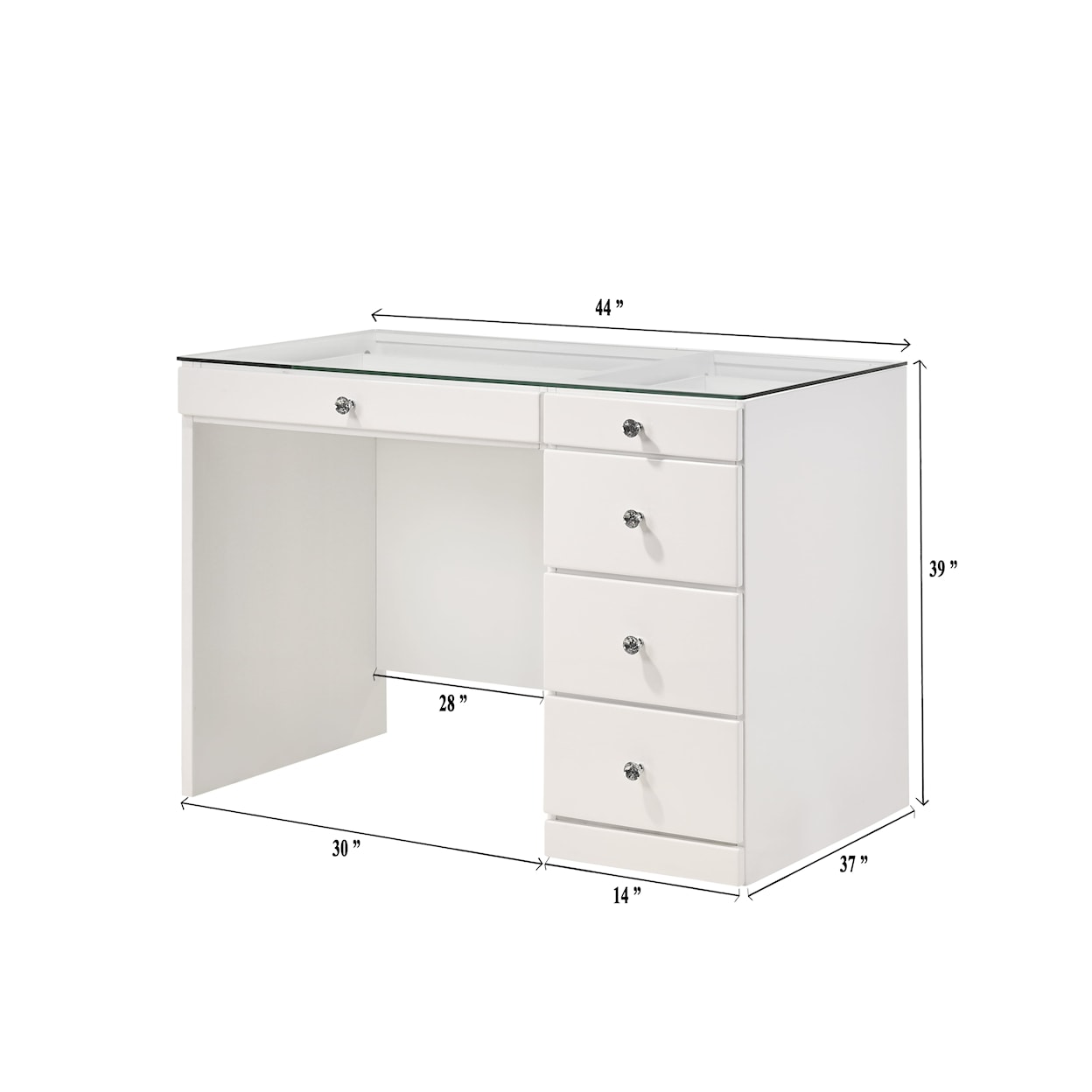 Crown Mark Morgan Vanity Desk and Stool Set - White