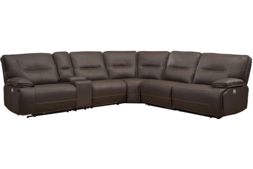 Casual 6-Piece Power Reclining Sectional Sofa with Power Headrests
