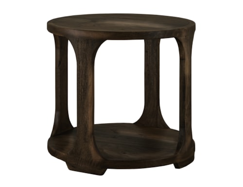 Modern Rustic Round End Table with Open Storage Area