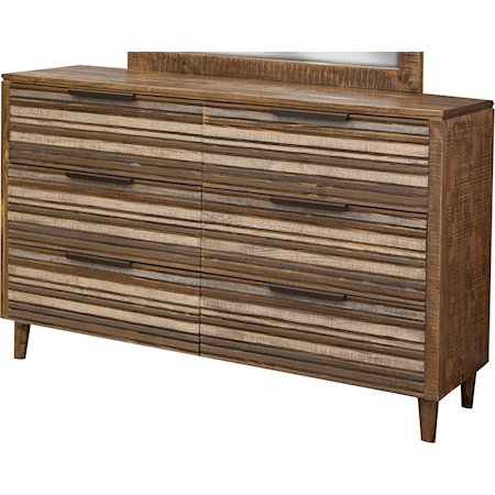 Coastal Large Solid Pine 6-Drawer Dresser