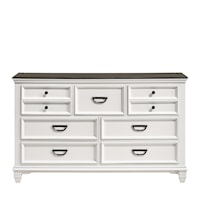 White/Grey Dresser with Seven Drawers