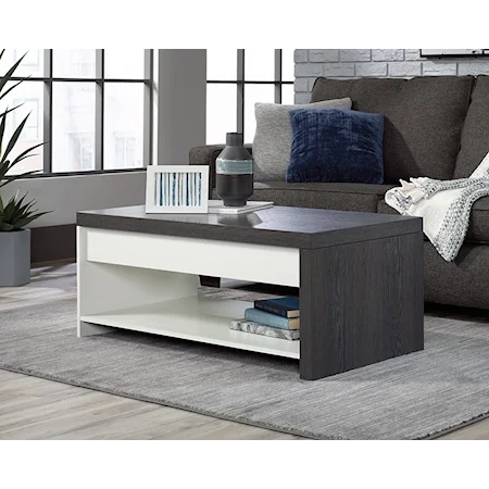 Contemporary Lift-Top Coffee Table with Open Shelf Storage