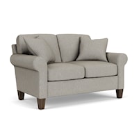 Transitional Loveseat with Tapered Legs